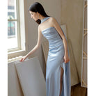 Blue Evening Dress For Women 2025 New Classy Classy Accessible Luxury Niche Tube Top Engagement French High-End Dinner