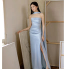 Blue Evening Dress For Women 2025 New Classy Classy Accessible Luxury Niche Tube Top Engagement French High-End Dinner