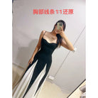 French High-end Black And White Color Block Royal Sister Style Dress Slim-fit Slimming Slip Skirt Large Tall Dress