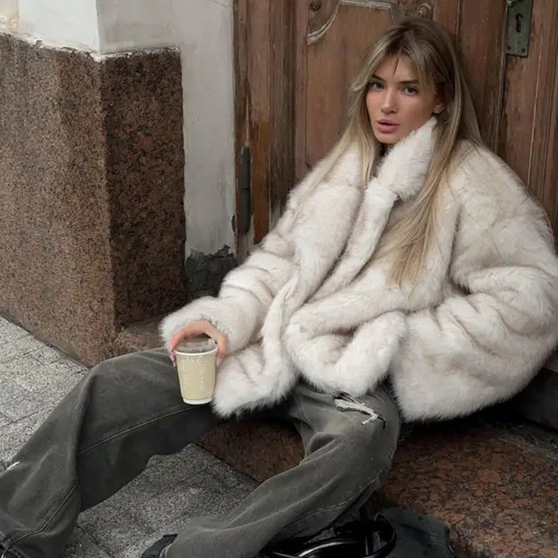 New Thickened Autumn And Winter Fur Coat Fluffy Dyed Pointed Fox Fur Coat Women's European And American Loose Fur Coat