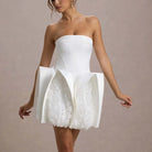 Sexy White Strapless Skirt European And American Style Women's Dress Hem Decorative U-shaped Flower Dress