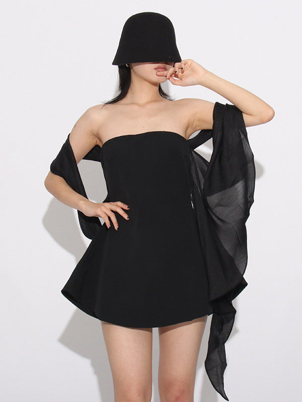 Fashionable Accessible Luxury Dress For Women 2025 Summer New Style Halter Ribbon Pure Color Tube Top Design Short Skirt Women's Fashion Trend