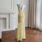 Fashion Women's Oblique Shoulder Sleeveless Backless Dress Slim Sexy Strappy Elegant Long Skirt Dress 69338