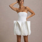 Sexy White Strapless Skirt European And American Style Women's Dress Hem Decorative U-shaped Flower Dress