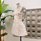 Stunning A-line birthday dress featuring a lace-up back open-back design and waist-cinching fit