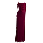 French-Style Elegant Spaghetti Strap Backless Dress, Light Luxury Burgundy Toast Dress, Women's Waist-Cinching Strapless Long Dress 69345