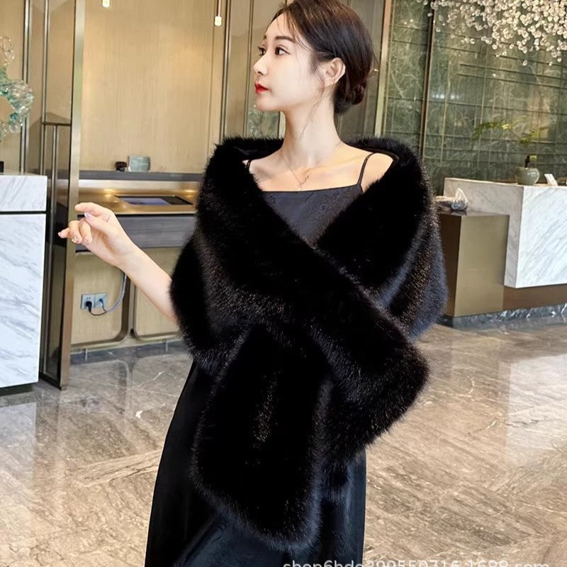 Rectangular Shawl Imitation Fox Fur Cheongsam Wedding Dress Travel Photo Outer Skirt Banquet Cloak Cloak