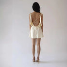 French Dress Summer New Style Elegant Swing Collar Satin White Sleeveless Backless Short High-End Fairy Skirt