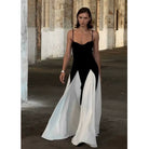 French High-end Black And White Color Block Royal Sister Style Dress Slim-fit Slimming Slip Skirt Large Tall Dress
