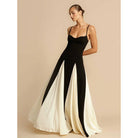 French High-end Black And White Color Block Royal Sister Style Dress Slim-fit Slimming Slip Skirt Large Tall Dress