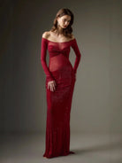 Long-sleeved Rhinestone Mesh See-through Dress, Slim And Slim Gorgeous Dress For Women