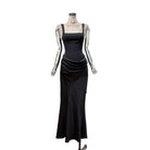 Goddess Long Dress Pleated Lace-up Dinner Light Mature Style Fashionable Solid Color Waist Dress Spring