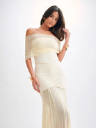 Women's Summer New Sexy Strapless Stitching Mesh Backless Pleated Slim Fit Dress Dress