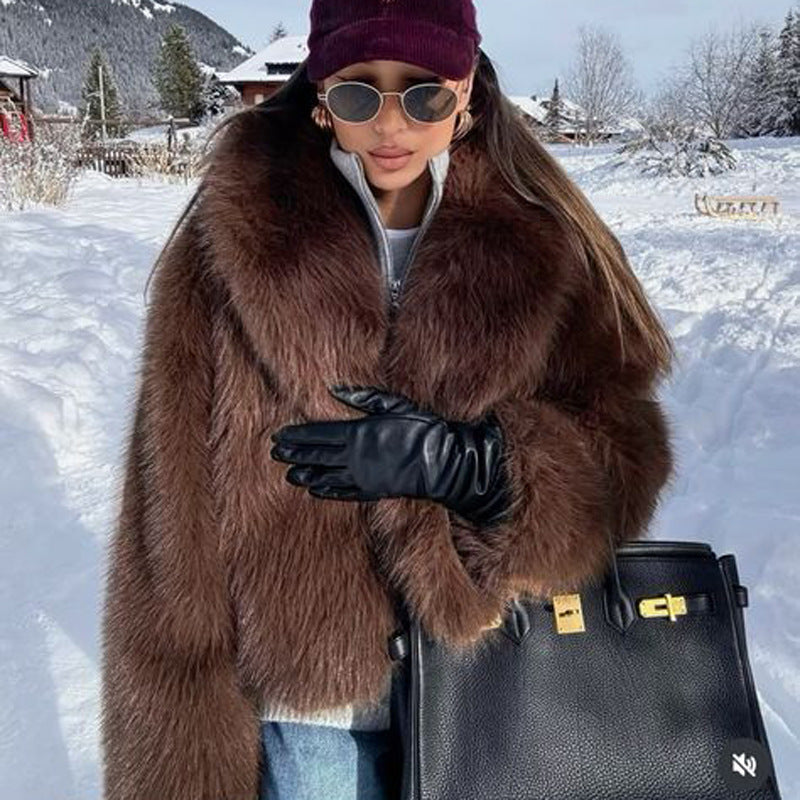 Fur Jacket Women's Short Street Style Fashion Fox Fur Jacket New Autumn And Winter Plush Women's Jacket