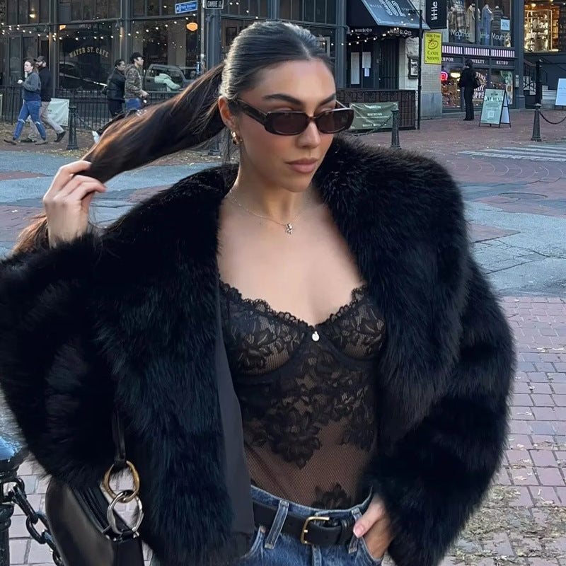 Fur Jacket Women's Short Street Style Fashion Fox Fur Jacket New Autumn And Winter Plush Women's Jacket