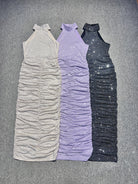 Sparkling Rhinestone Waist-Cinching Sexy Dress Halter Backless Evening Gown Trendy