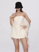 Fashionable Accessible Luxury Dress For Women 2025 Summer New Style Halter Ribbon Pure Color Tube Top Design Short Skirt Women's Fashion Trend