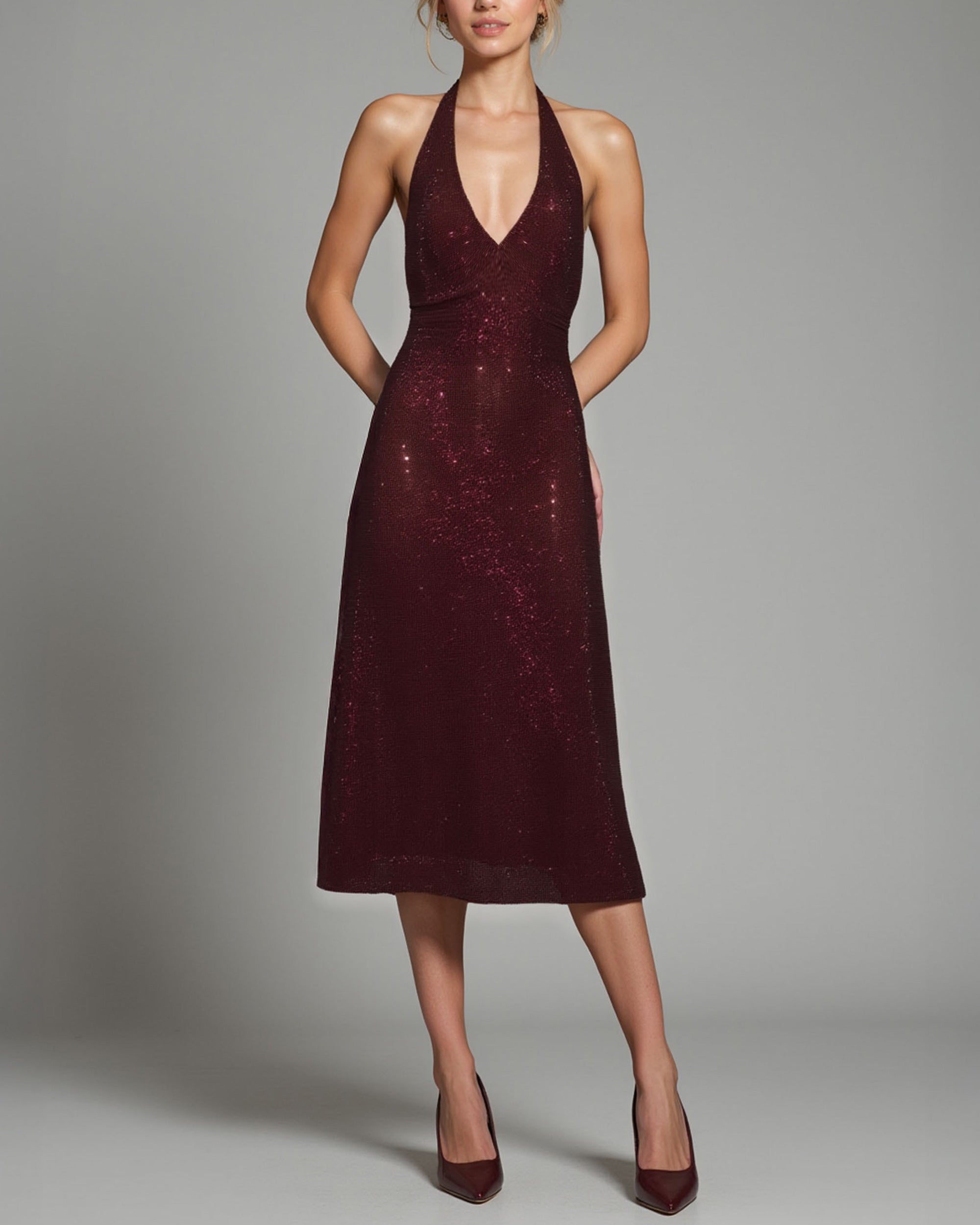 lana ruched halter midi dress Lana Ruched Halter Midi Dress Shona Joy