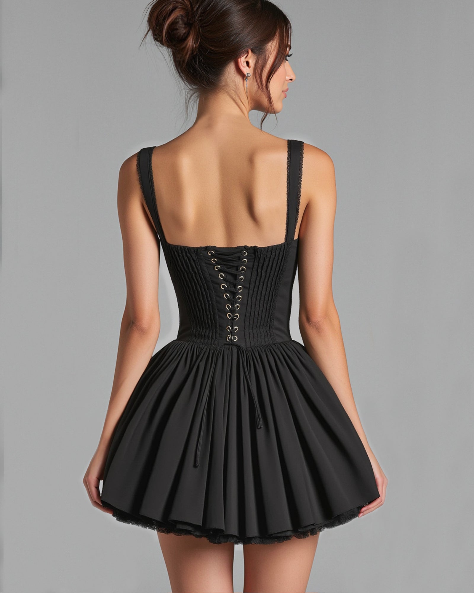 VICTORIA Lace Corset Tulle Pleated Mini Dress